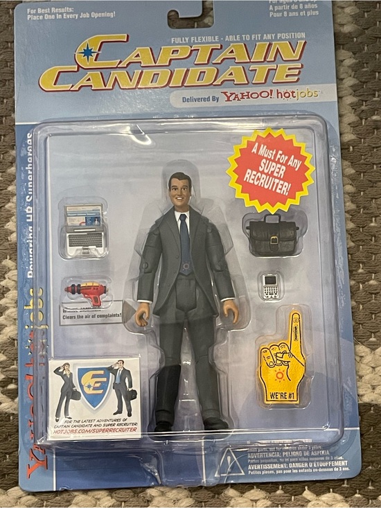 Vintage 2006 Yahoo! HotJobs Captain Candidate Action Figure Happy Worker NIP